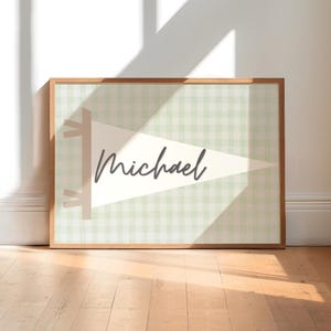 personalized nursery sign custom name sign for nursery wall decor vintage pennant wall decor nursery flag decor custom baby name sign plaid