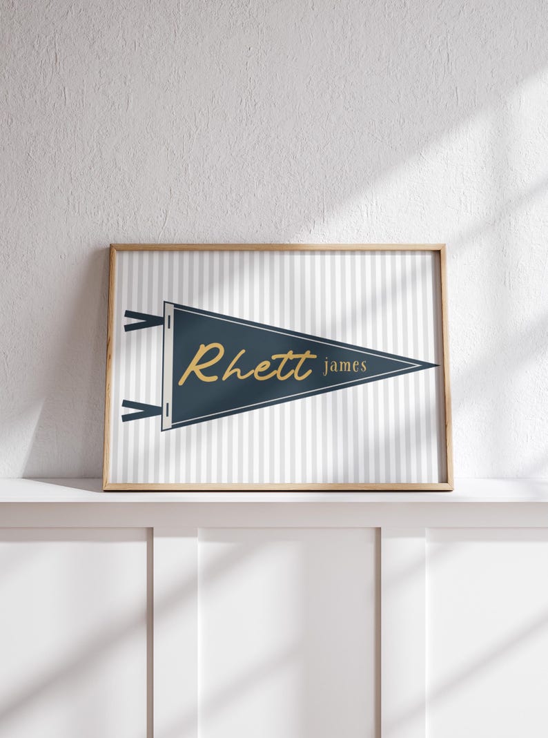 Rhett Lettering Digital Custom Pennant Name Flag Crib Nursery Signage for Above Crib ...