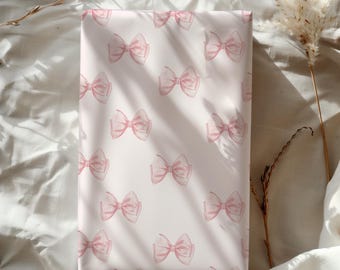 Emballage cadeau avec noeud, papier cadeau pour Noël, ruban rose, papier cadeau Emballage cadeau de mariage avec noeud, cadeau de baby shower