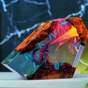 King Monster hars nachtlampje- GOD.ZIL.LA diorama hars, cadeaus voor gaming, speelkamerinrichting, cadeau voor kind, bureaulamp, decoratieve verlichting