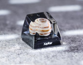 Jupiter Planet Keycap, Solar System Artisan Keycaps, Universe Resin Keycap for Cherry MX Switches, Space-Themed Keyboard Accessory