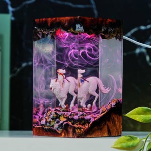 Anime Forest Resin Night Light, Ghibli Inspired Epoxy Lamp, Handmade Diorama Decor, Geek Gift & Home Lighting, Gift for kids, Chritsmas gift