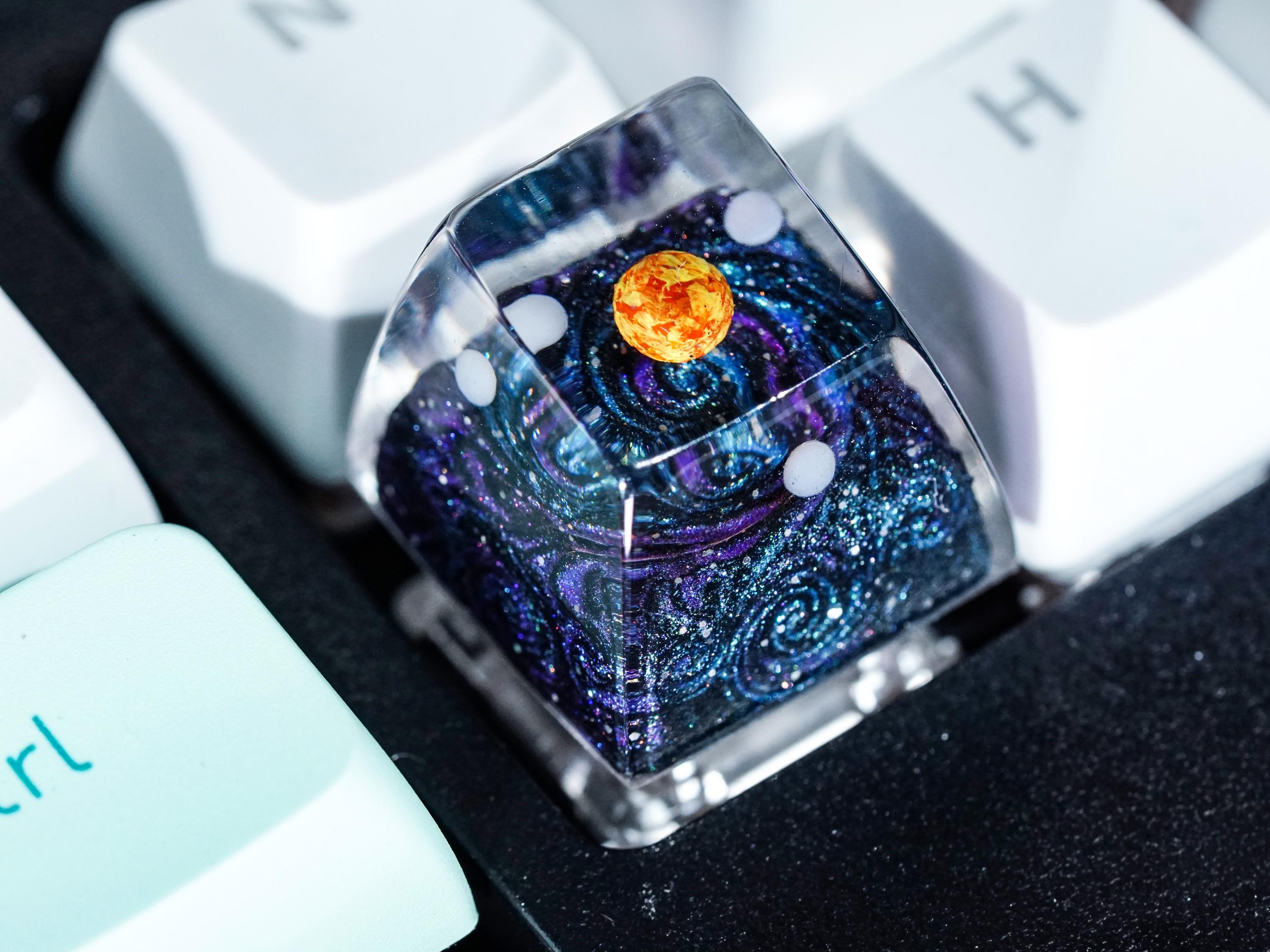 Galaxy Keycap, Solar System Artisan Keycaps for Cherry MX Switches, Universe Resin Keycap, Galaxy Keyboard Accessory, Gift for Him