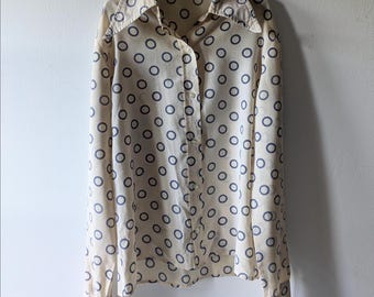 Vintage 70s shirt, womenswear retro long sleeves large collar shirt, retro clothing for vintage vibes