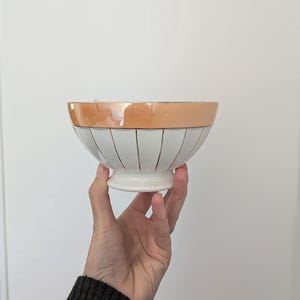French vintage breakfast bowl, deep fluted coffee bowl for retro kitchen, 1950s kitchenware