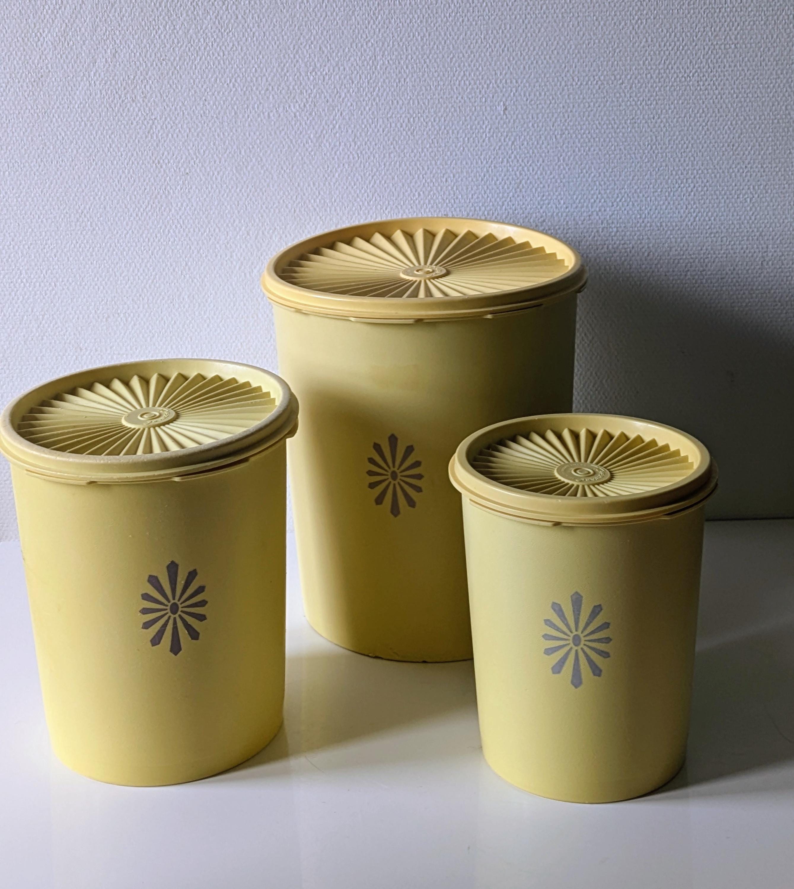 Lot De 3 Boîtes Hermétiques Vintage Tupperware – Orange – Forme Cylindre