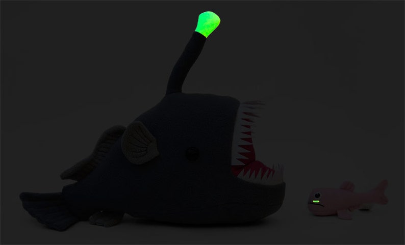 Mariana the Anglerfish and Chummy the Lanternfish Glow in the Dark Stuffed Animal Plush Toy image 2