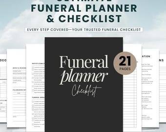 Memorial checklist, Funeral Checklist, End of Life Planner, Funeral Organizer, Funeral Planner Printable, Memorial Service, DIY Funerals