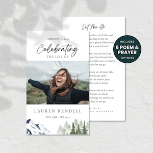 Funeral Prayer Card Template, Memorial Prayer Card, Funeral Poem, Celebration Of Life, Minimalist Funeral Ceremony, Editable Obituary, F004
