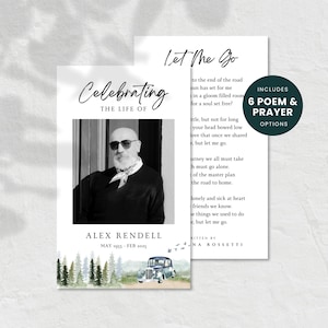 Classic Car Lover Funeral Prayer Card Template, Memorial Prayer Card, Funeral Poem, Celebration Of Life, Minimalist Funeral Ceremony, F014