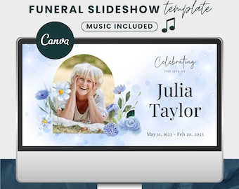 Sjabloon begrafenisdiavoorstelling, paarse begrafenis, diavoorstelling Celebration Of Life, videodiavoorstelling Minimal Memorial, begrafenispresentatie, F017