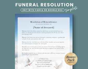 Begrafenisresolutiebrief, herdenkingsresolutie, in liefdevolle herinnering, sjabloon herdenkingsdienst, sjabloon kerkbegrafenis, begrafenisgedicht