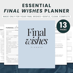 Planificador de últimos deseos, Planificador de fin de vida, Carpeta de emergencia, Carpeta de emergencia, Planificador de funerales imprimible, Diario de legado, Carpeta de emergencias