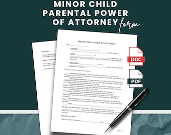 Modello di procura per minorenne stampabile, procura genitoriale, modello di procura per minorenne, modulo di tutela, accordo di procura