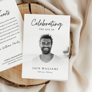 Minimalist Funeral Program, Modern Obituary Template, Celebration Of Life, Minimal Memorial Program, DIY Funeral, Funeral Card, F001