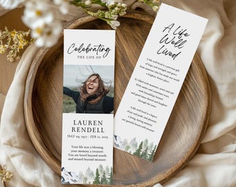 Minimal Funeral Bookmark, Memorial Favor,Custom Funeral Favor, Celebration of Life, Memorial Keepsake, In Loving Memory, Funeral Token, F004