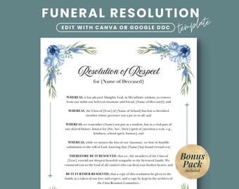 Funeral Resolutions For Classmates, Memorial Resolution, In Loving Memory, Memorial Service Letter Template, Church Funeral Template