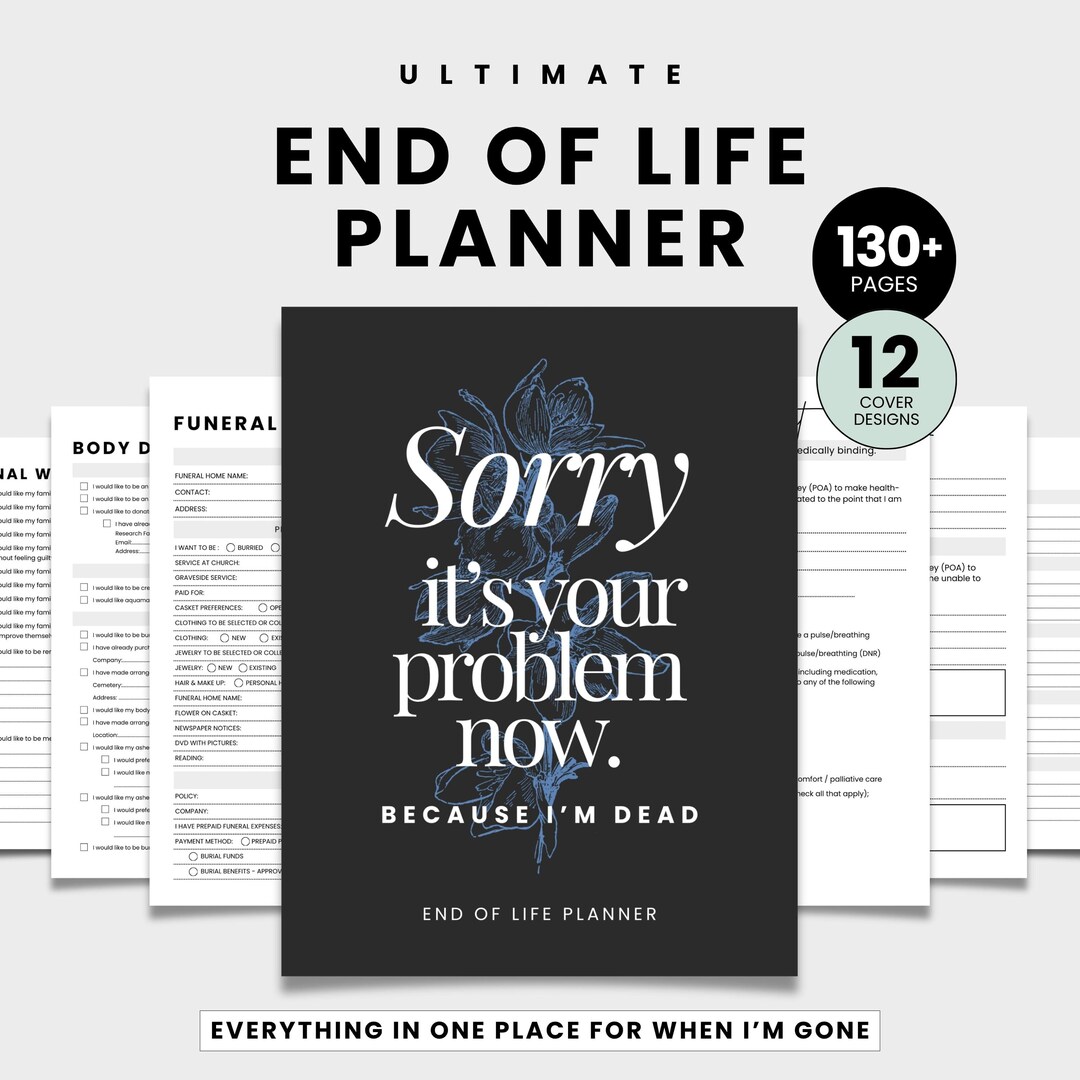 End of Life Planner, Emergency Binder, Just in Case Planner, Funeral ...