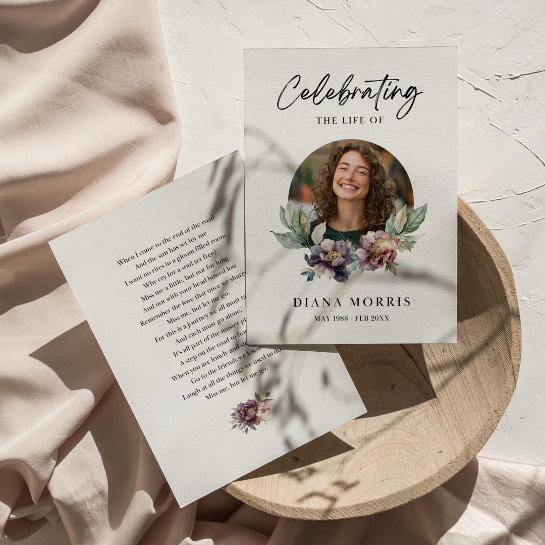 Double Sided Funeral Program, Minimalist Funeral,obituary Program ...