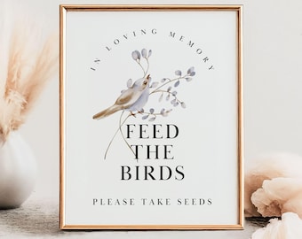 Funeral Favors Sign, Funeral Bird Seed Favor, Memorial Seed Packet Sign Template, Celebration Of Life Favors, Digital Download PDF