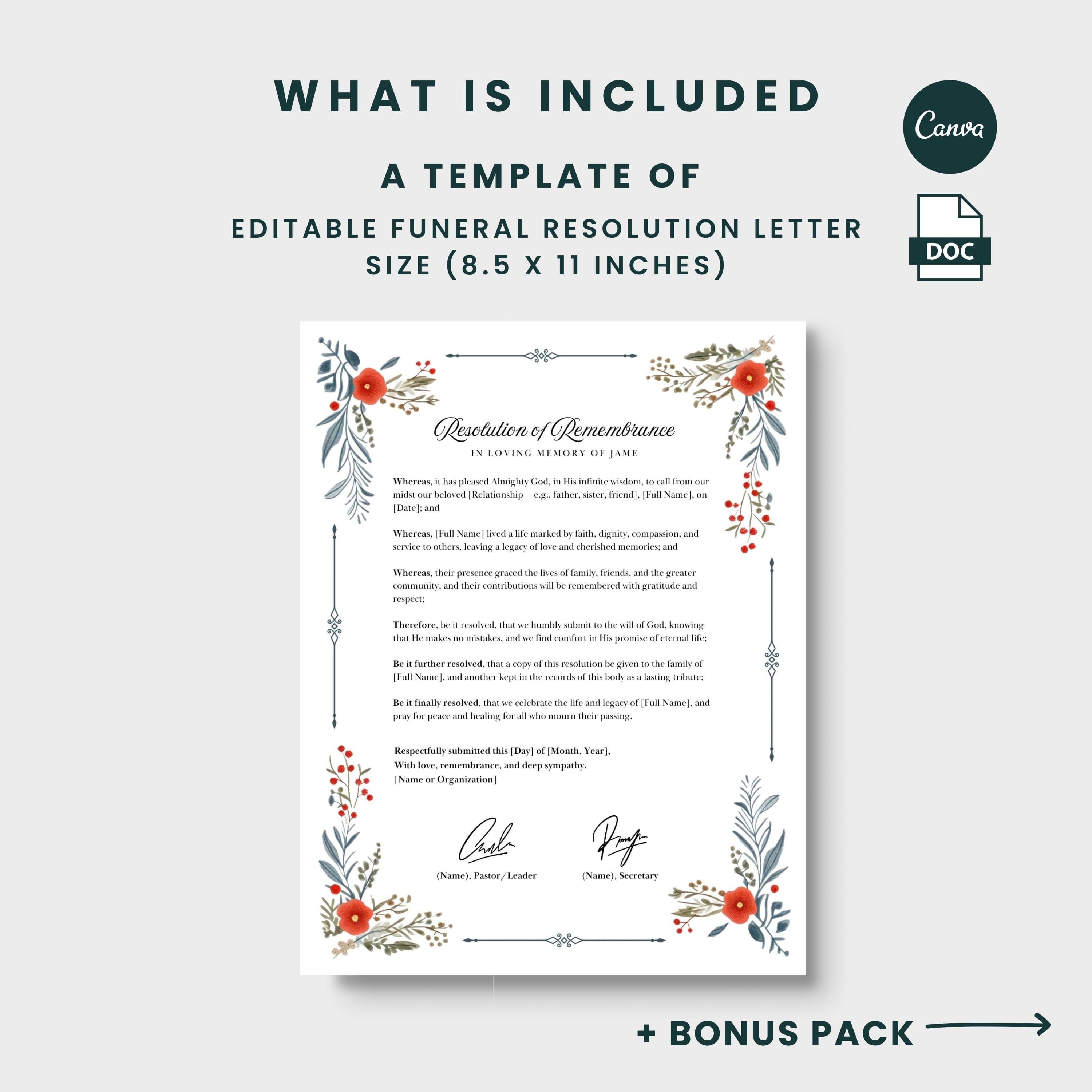 Funeral Resolutions for Black Churches, Memorial Resolution, in Loving ...
