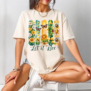 Floral Bee Graphic T-Shirt: Boho Garden Comfort Colors Tee