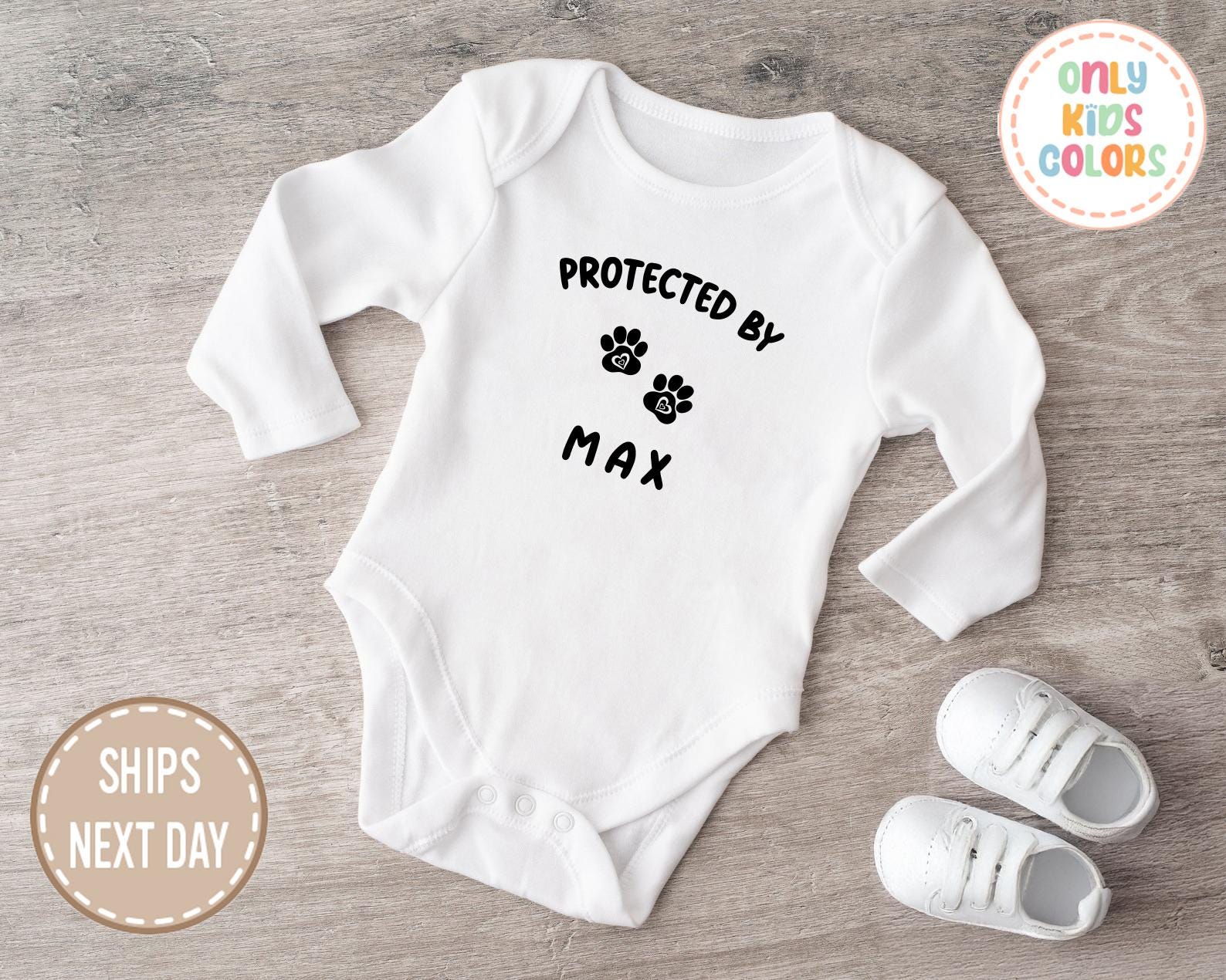 Organic Baby Onesie - Dog Embroidery main image 1