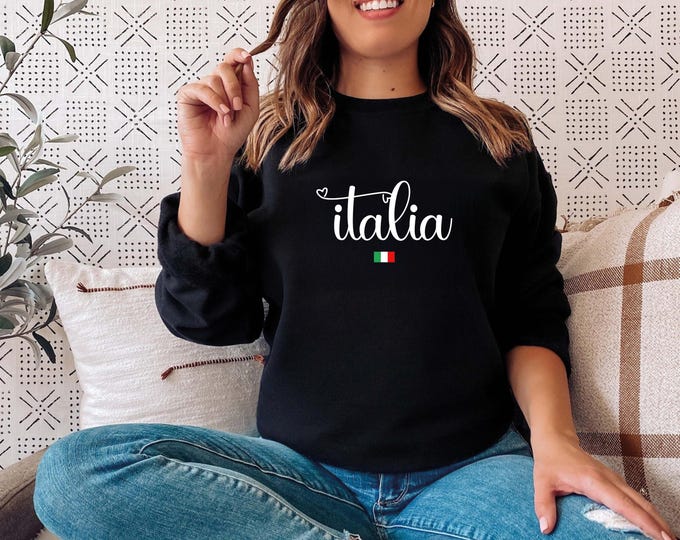 Italia Sweatshirt: Italian Flag Crewneck Pullover, Travel Gift