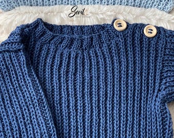 Hand Knitted Baby Sweater, Organic Cotton Baby Jumper