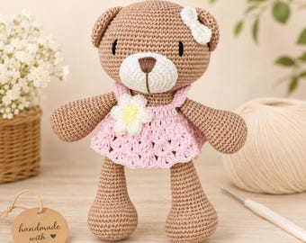 Handmade Crochet Teddy Bear - Amigurumi Stuffed Animal Toy - Baby Shower Gift - Nursery Decor