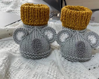 Handmade Knit Koala Baby Booties: Crochet Newborn Slippers