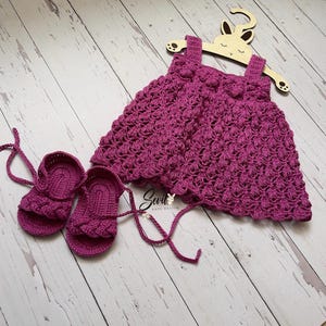 Handmade Crochet Baby Dress and Sandals - Summer Outfit for Baby Girl, Newborn Gift Set