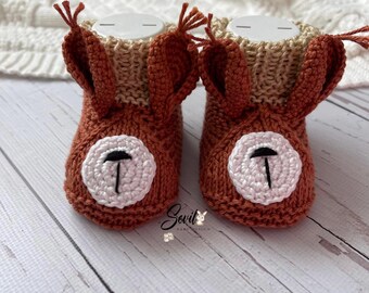 Handmade Crochet Squirrel Baby Booties - Woodland Animal Shoes for Newborn