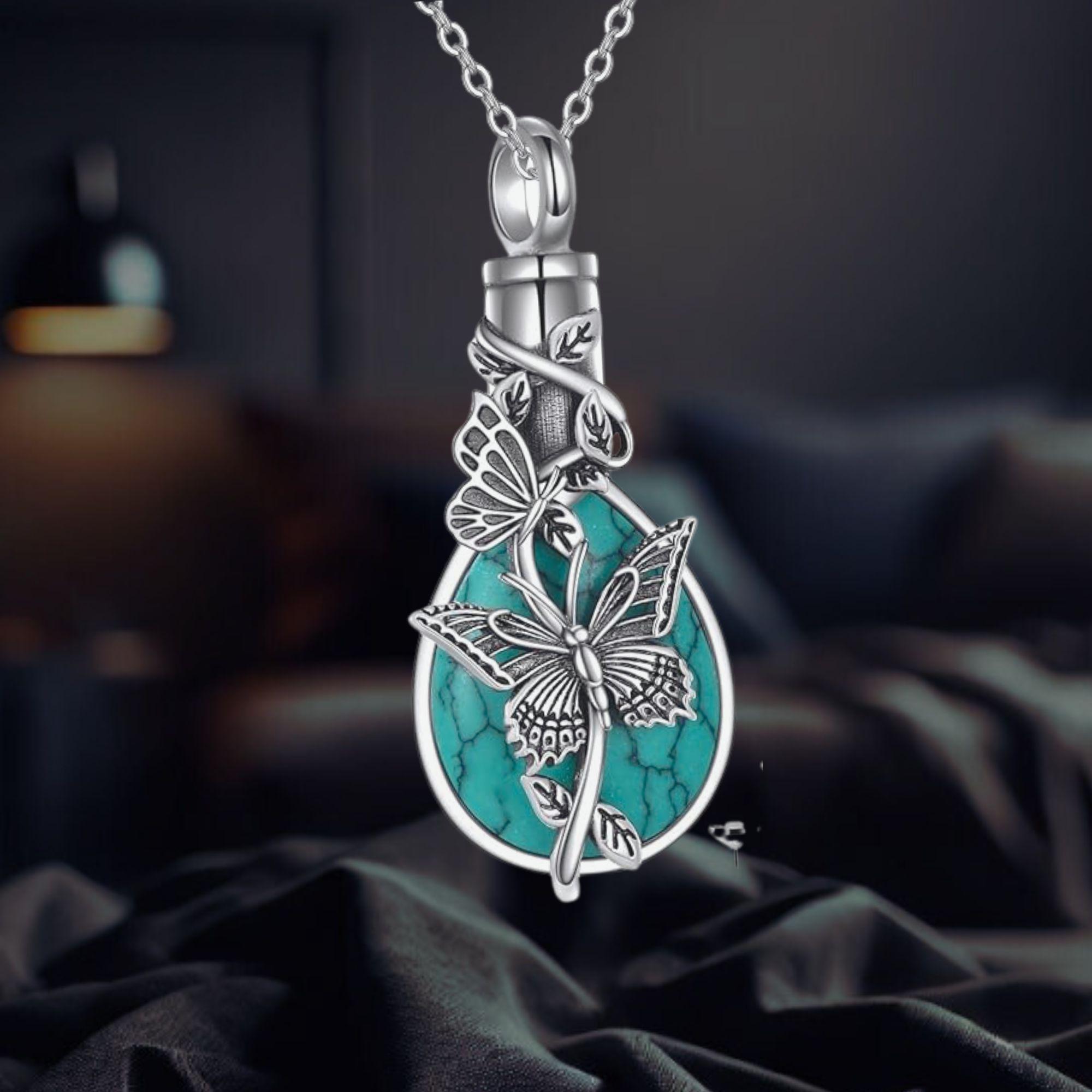 Collana Ciondolo Farfalla In Argento 925 Con Urna Per Ceneri – Gioiello Ricordo Per Mamma – Catena 45+5 Cm - 3