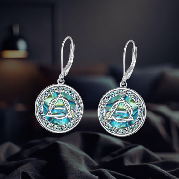 Orecchini celtici in argento Sterling 925 con nodo celtico vichingo e ciondolo a forma di goccia, protezione amuleto, gioielli irlandesi, Argento sterling, Nessuna pietra preziosa