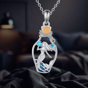 Mermaid Necklace 925 Sterling Silver Necklace Mermaid Jewelry for Women
