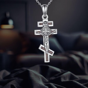 Orthodox Cross Pendant Necklace 925 Sterling Silver Cross Pendant Orthodox Jewelry