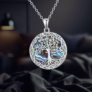 Tree of Life Necklace For Women Celtic Knot 925 Sterling Silver Abalone Shell Necklace Jewelry for Women