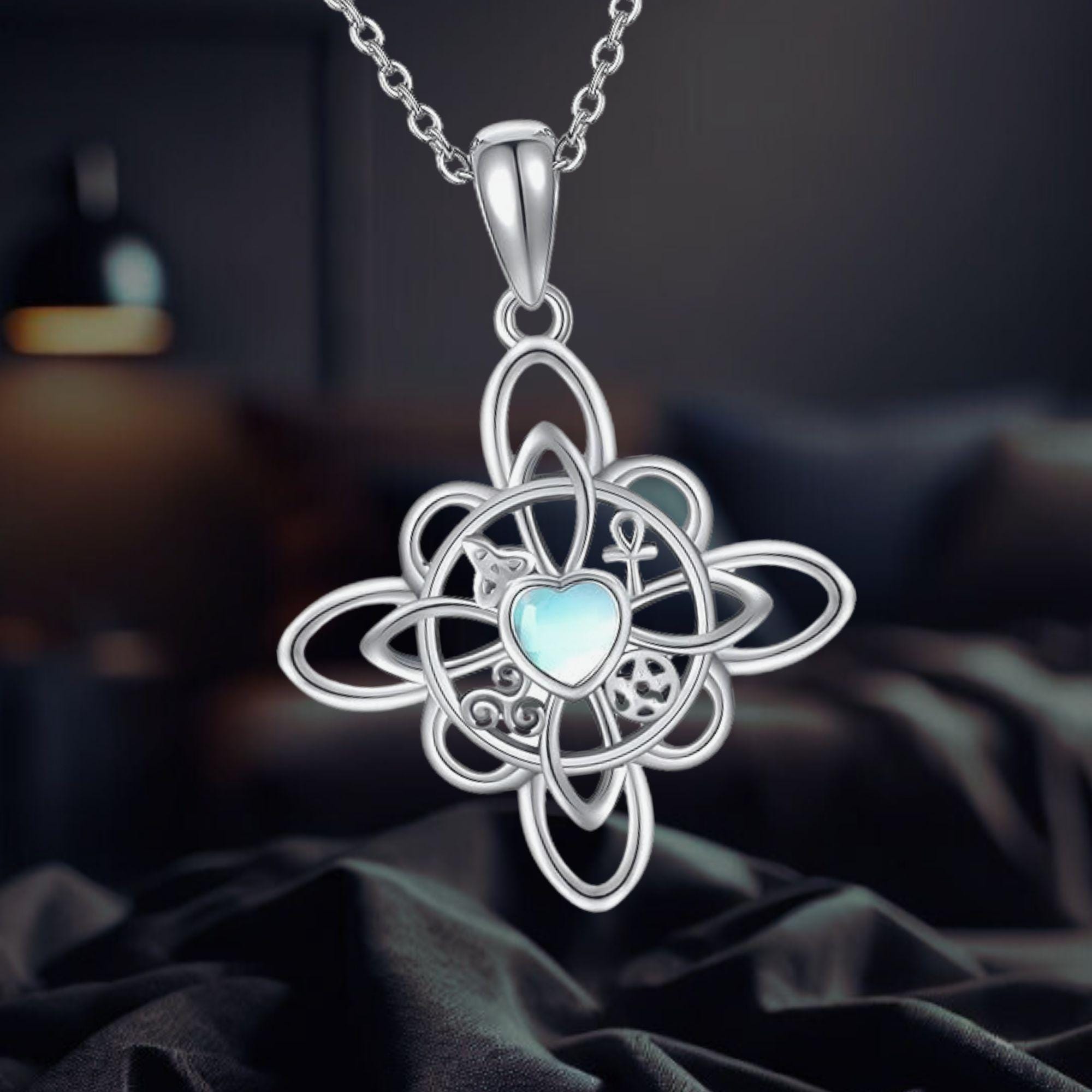 Collana Donna Con Ciondolo Bussola Celtica E Pietra Di Luna – Argento 925, Gioiello Significato Speciale, Regalo Per Fidanzata O Mamma