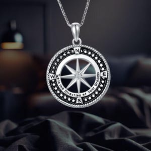 Compass Necklace 925 Sterling Silver Compass Travel Necklace Jewelry For Women Girls