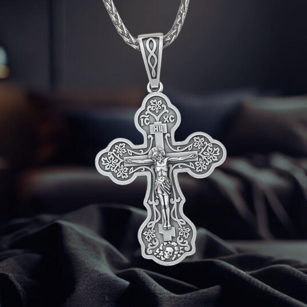 Orthodox Cross Necklace 925 Sterling Silver Jesus Christ Crucifix ...