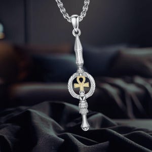 Ankh Necklace For Men Sterling Silver Sword Egyptian Ankh Pendant Necklace Jewelry