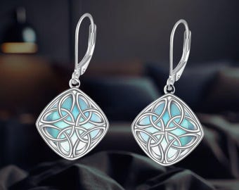 Orecchini A Nodo Celtico Con Pietra Di Luna, Argento Sterling 925, Gioielli Irlandesi Per Donna, Con Panno E Custodia