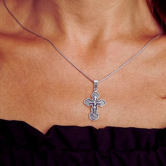 Collana Con Ciondolo Classica Per Donne In Argento Sterling Placcato Oro, Elegante Collana A Croce Infinita - Foto 7