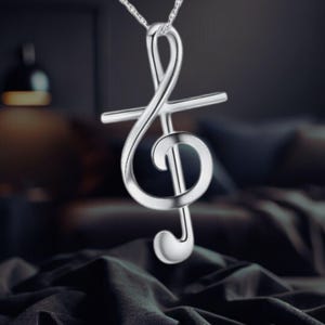 Christelijke kruisketting 925 sterlingzilver muzieknootketting voor dames