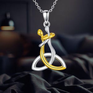 Celtic Knot Necklace Sterling Silver Triquetra Pendant Necklace Trinity Celtic Jewelry for Women Men