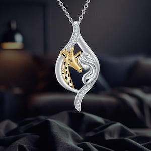 Giraffe Necklace 925 Sterling Silver Giraffe Animal Jewelry for Women