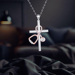Stethoscope Cross Pendant Necklace For Women 925 Sterling Silver Cross Pendant Nurse Doctor Medical Jewelry