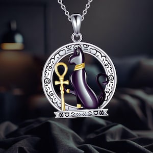 Bastet Necklace 925 Sterling Silver Bastet Cat Pendant Necklace Bastet Jewelry for Women