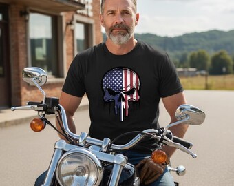 Camiseta con gráfico de calavera con bandera de EE. UU. / Orgullo patriótico estadounidense